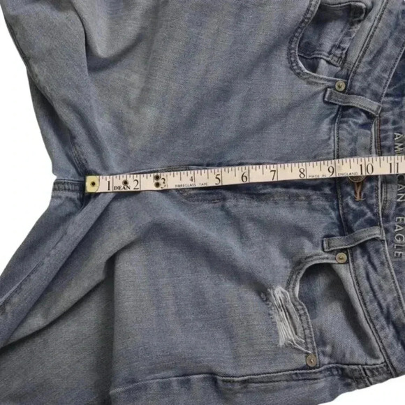 American Eagle Mom Jeans Ripped Distressed Blue High  Waist Size 4 - Picture 12 of 14